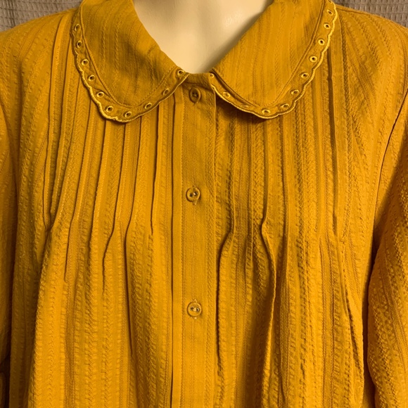 NWT LC Lauren Conrad Gold Blouse Puffy 3/4 Sleeves Women's XL - Picture 5 of 16